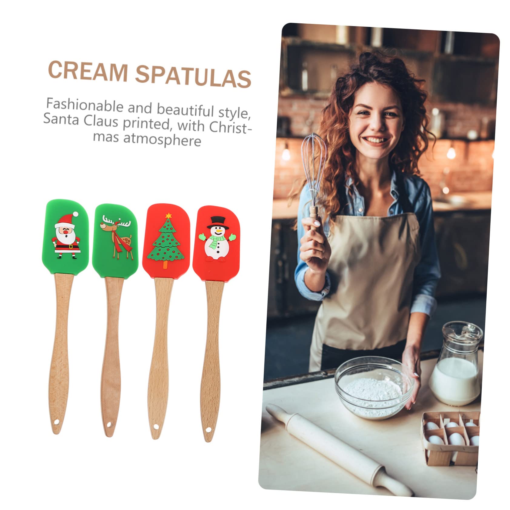 Amosfun 4pezzi Utensili per Dolci in Silicone Spatola per Burro e Raschietto Decorazioni Natalizie per Forno e Cucina