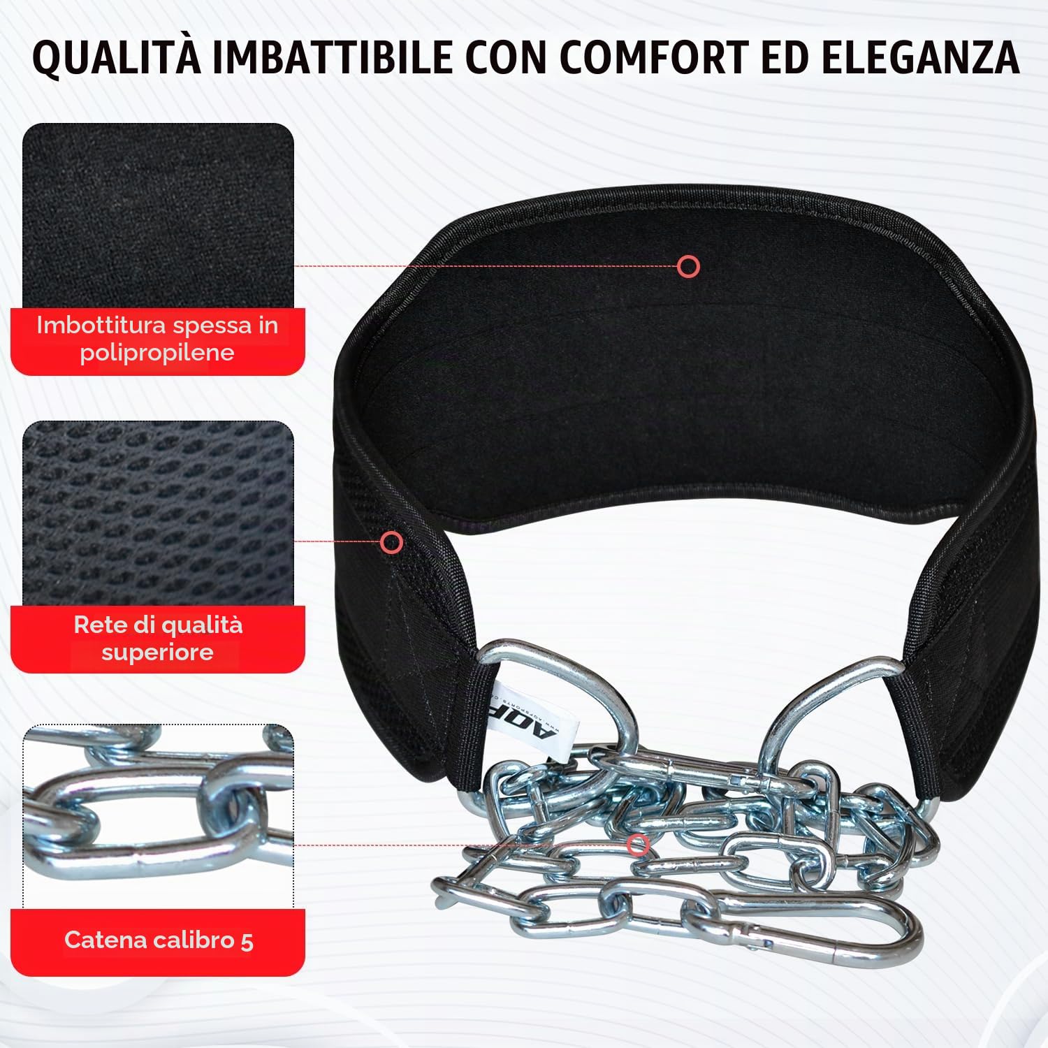 AQF Cintura Powerlifting per Dip Bodybuilding Sollevamento Pesi Dip Catena Esercizio Fitness Neoprene Accessori Palestra