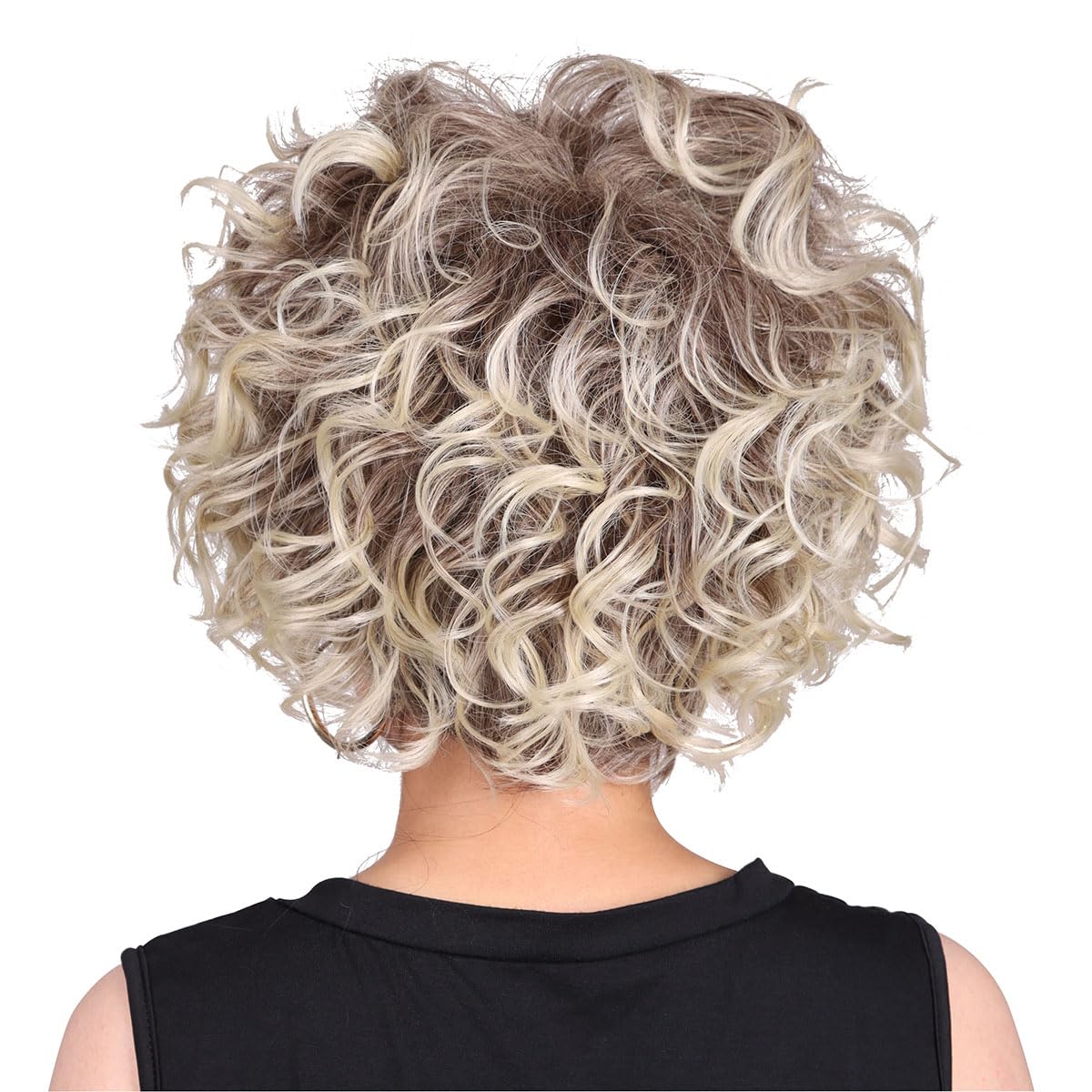 FantaLook Women 80s Cosplay Wig with Accessories (Dark Brown Gradient（Short Wig）)