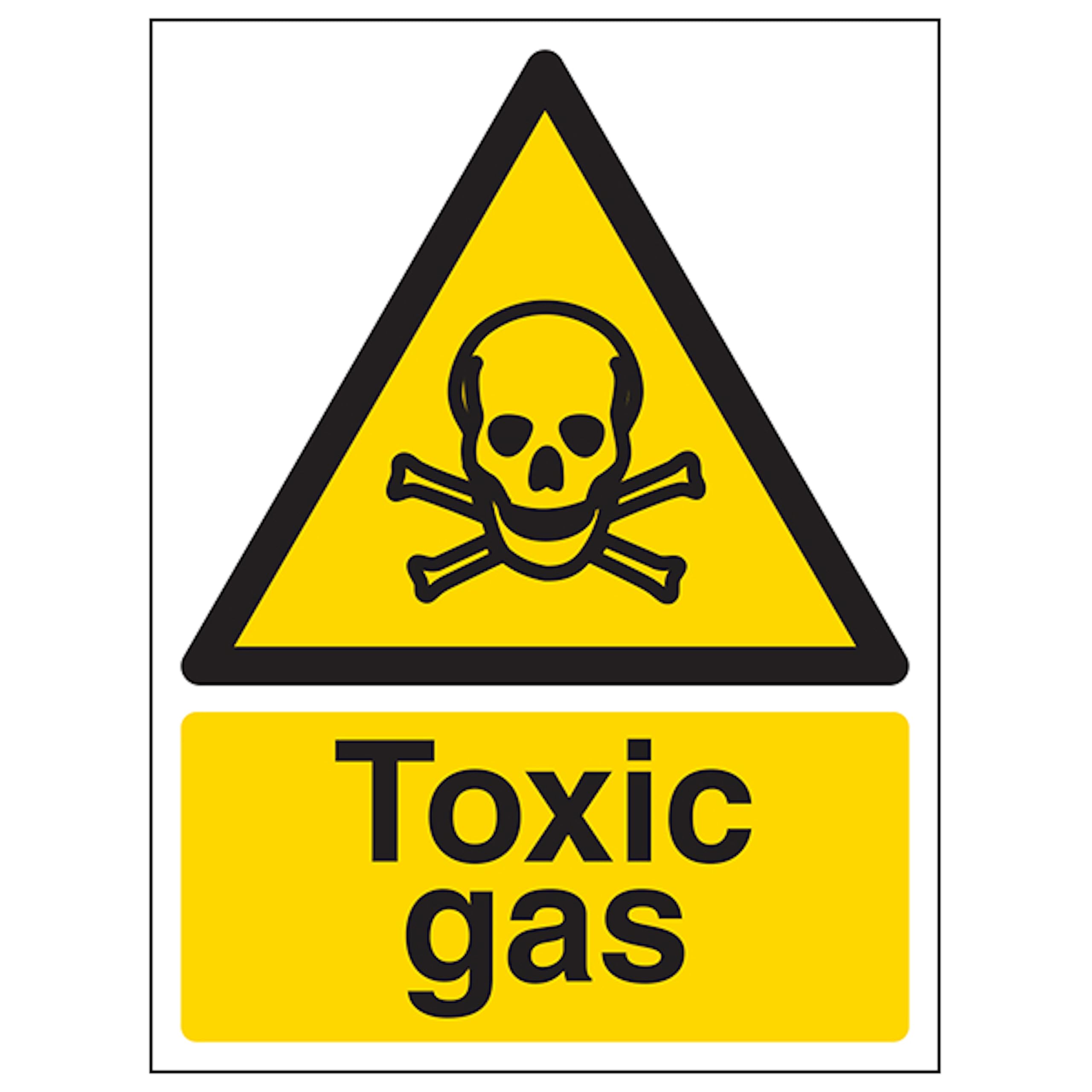V Safety Toxic Gas - Portrait 150 x 200 mm - Glow In The Dark 1mm Rigid Plastic Safety Sign