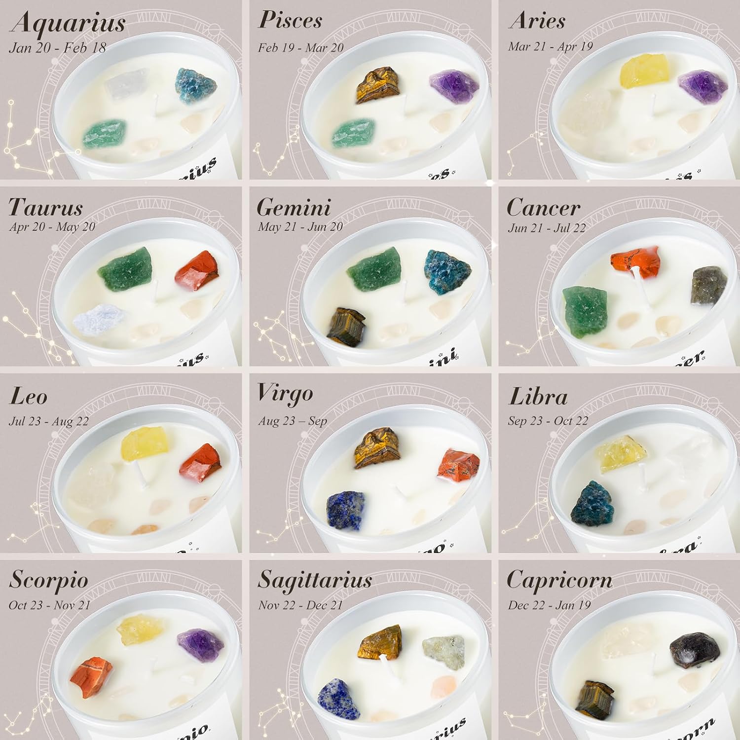 Virgo Gifts for Women, Zodiac Lavender Crystal Candle, 7 oz