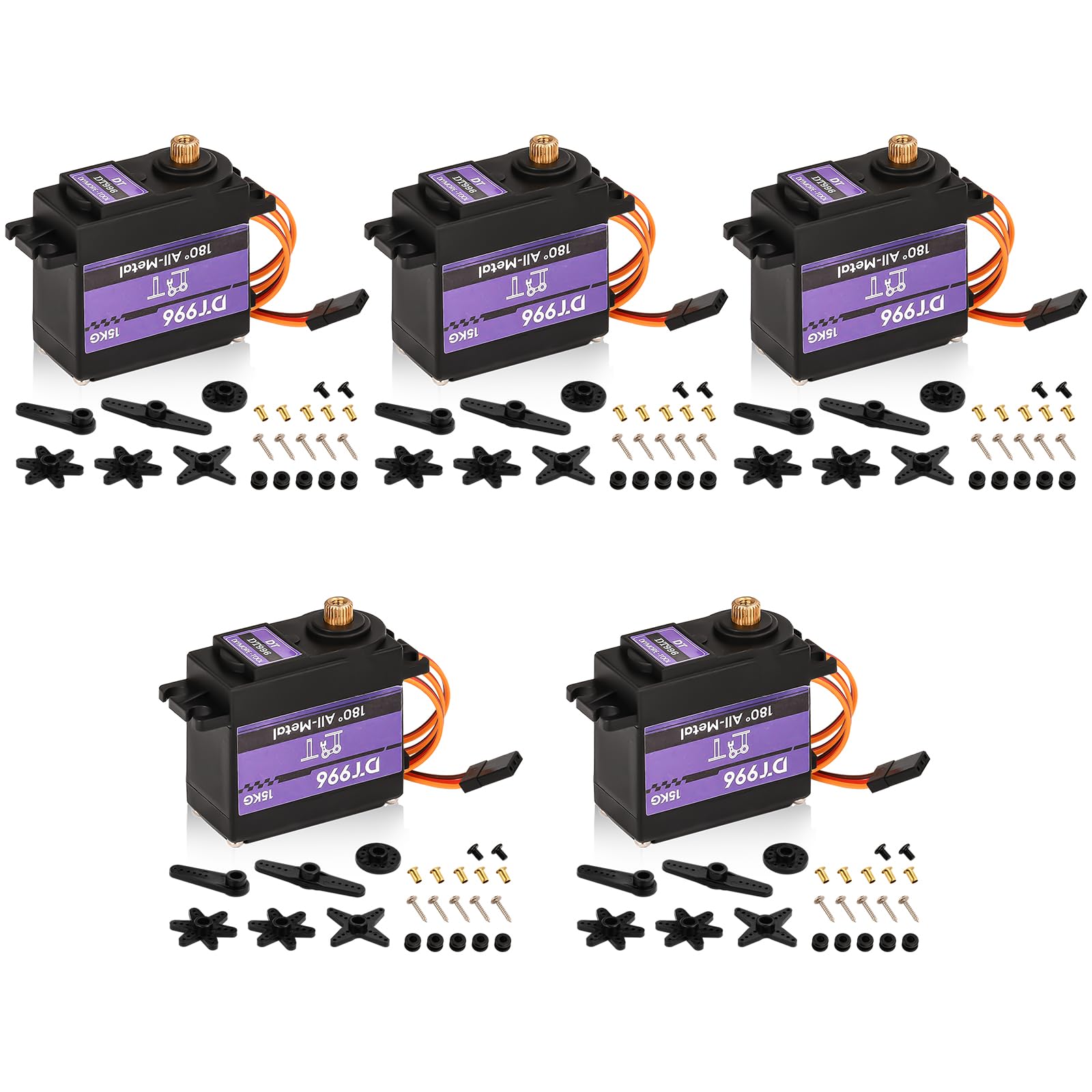15kg Digital Servo mit Hohem Drehmoment Metallgetriebe RC Servomotor,6V,180°,für RC Car 1/10 1/8 Aircraft Boat Robot Helicopter[5PCS]