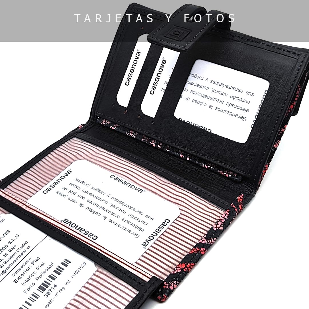 Cartera de Mujer en Piel Mediana - Hecho a Mano - RFID - 38714 Burdeos