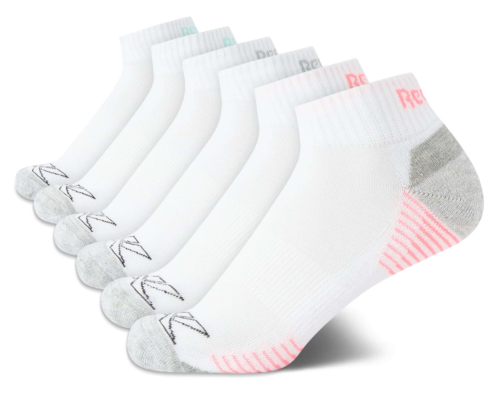 Reebok Womens Quarter Socks 6 Pack Comfort Cushioned Athletic Socks