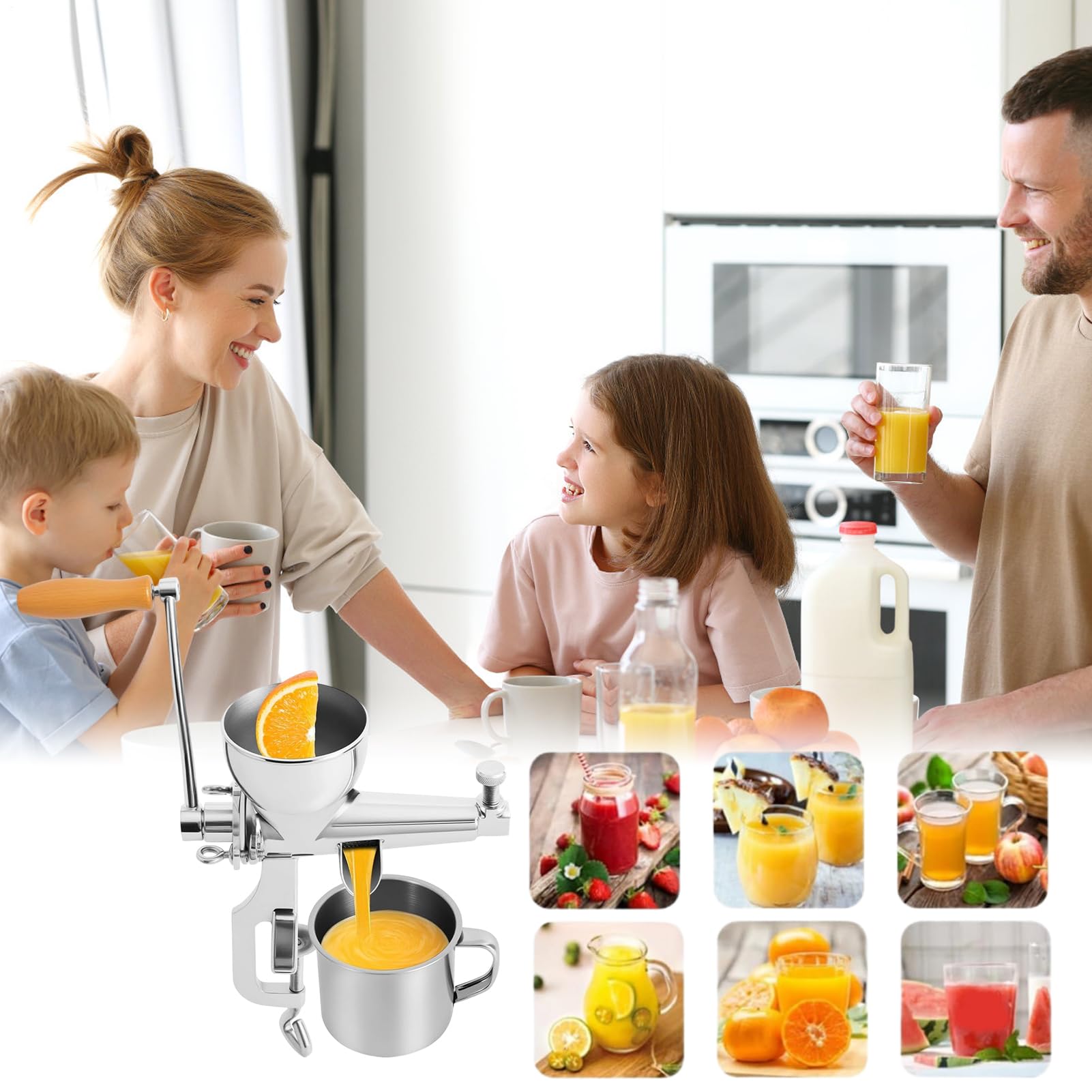 Manuelle Entsafter Maschine Edelstahl Presse Für Obst Und | Mit Handkurbel Und Reinigungsbürste presse Geeignet Für Granatapfel Trauben Zuckerrohr Zitrusfrüchte Sowie Beeren