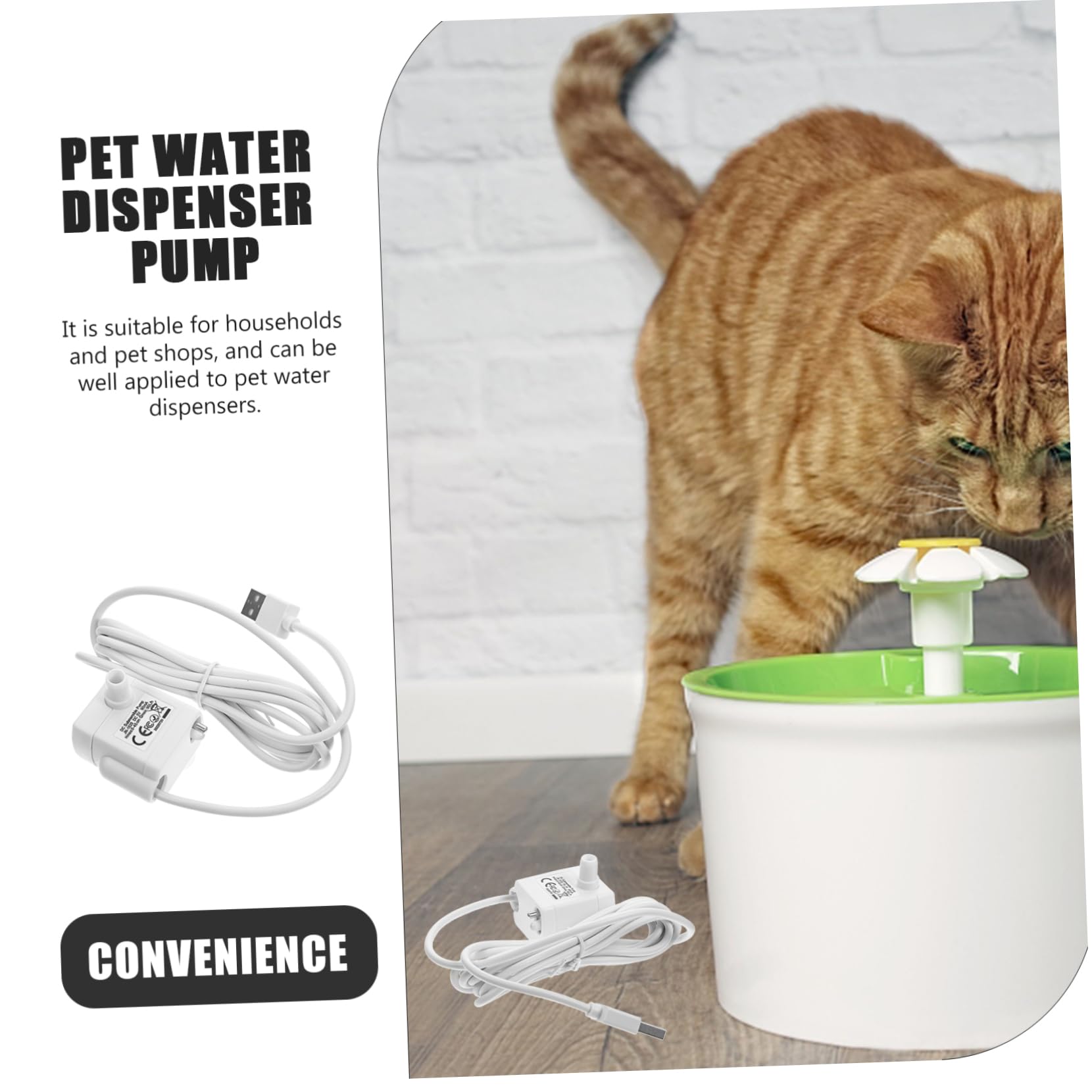 Bomba de Fuente para Gatos Luz, USB 5v/1a, ABS Blanco