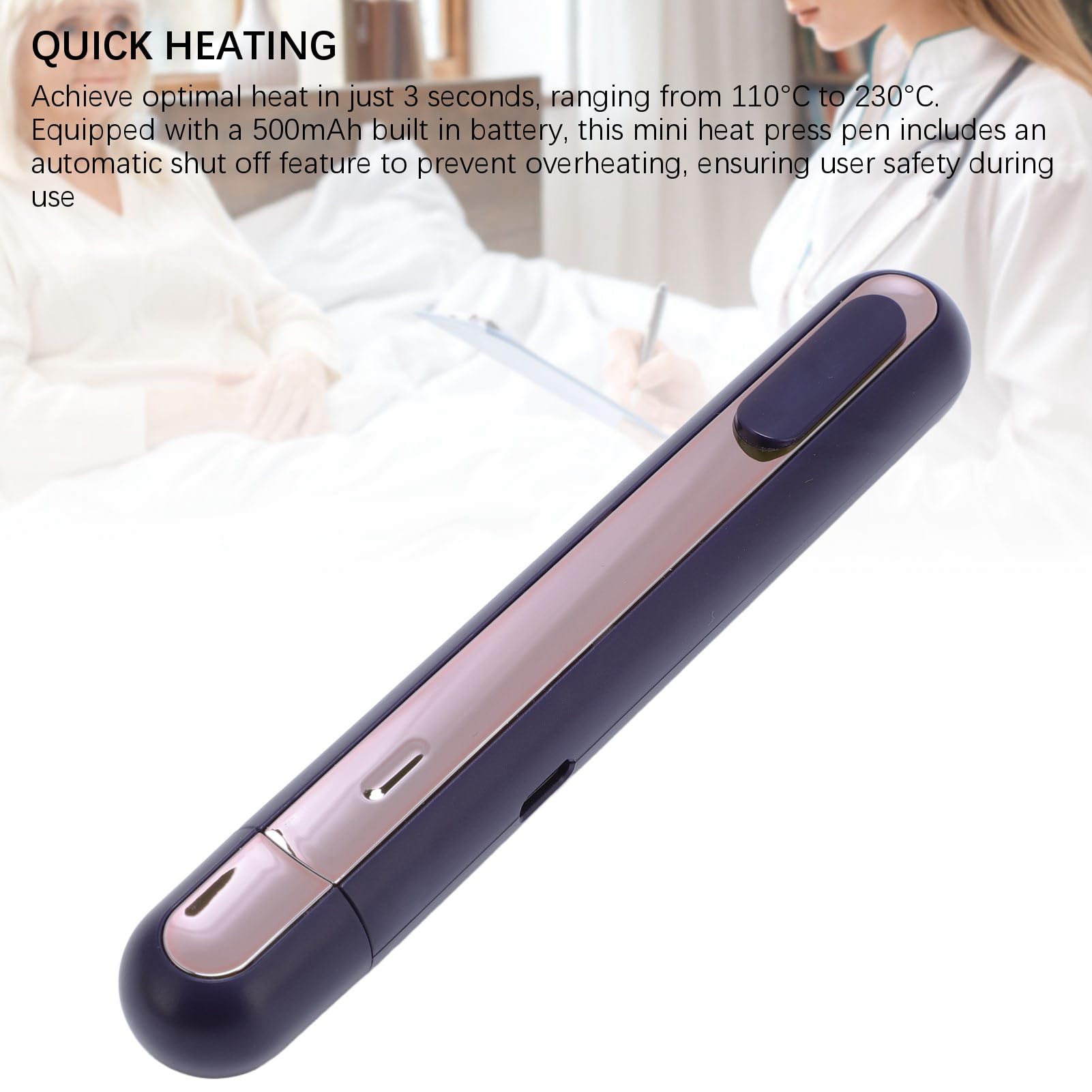Generic Mini penna termopressa a caldo, riscaldamento rapido in 3 secondi, 110 °C a 230 °C, con spegnimento automatico, per cancellare stampe termiche, sacchetti sigillanti fai te