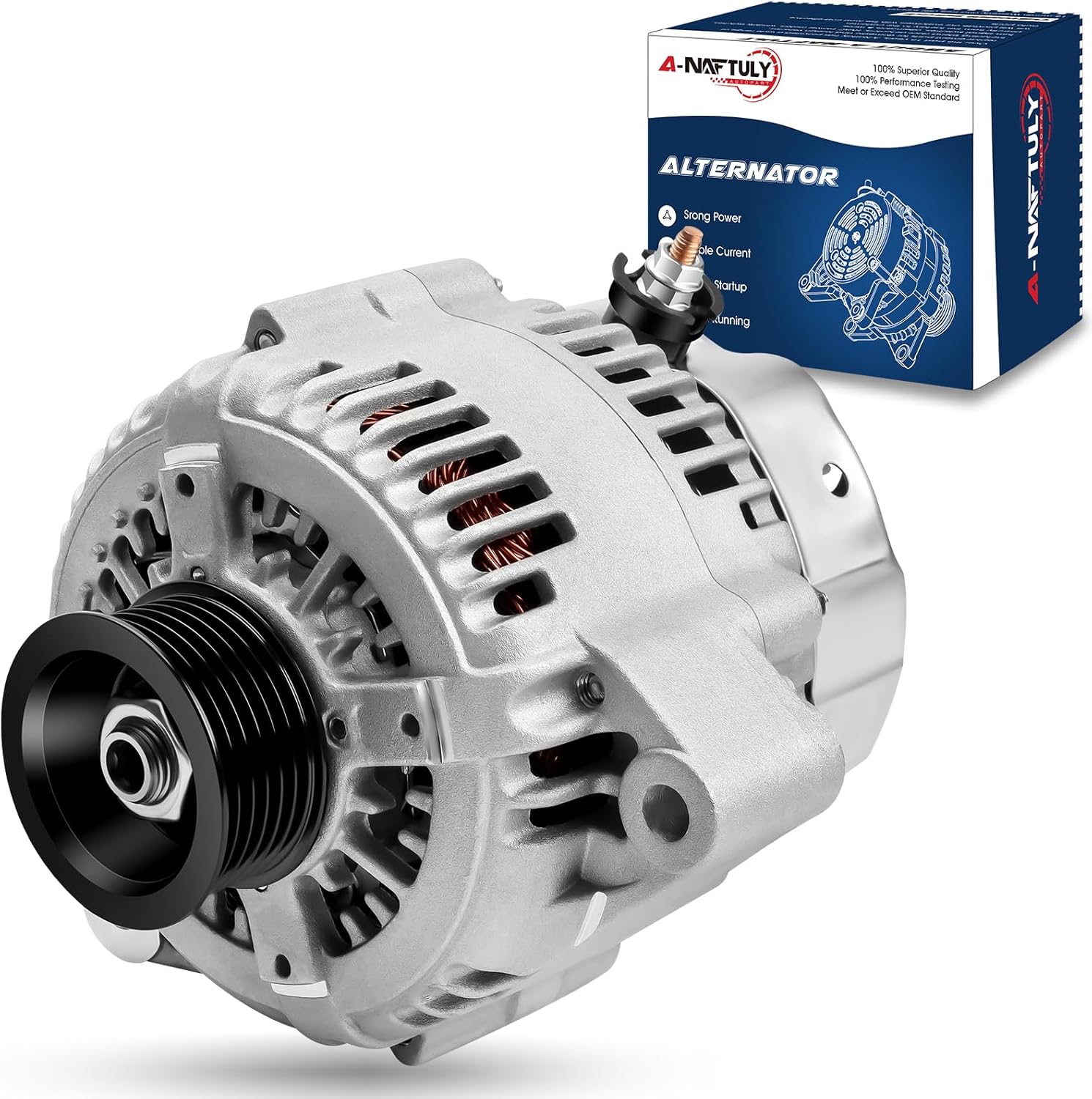 Alternator Replacement for 2000 2001 2002 Toyota Tundra 4.7L 4.7 V8, 2001-2002 Toyota Sequoia, High Output Alternator 1022110610, 13859N, 270600F020, 270600F02084, 3341817, 40052061, AND0279