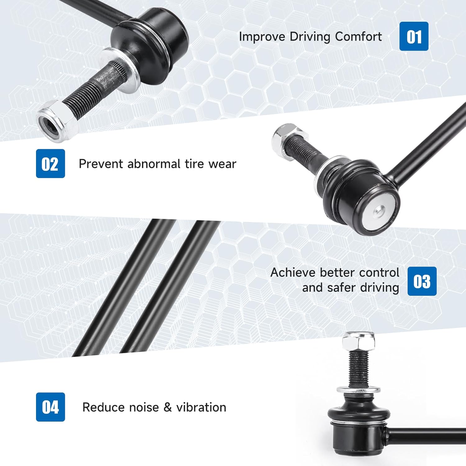 K90683 K90677 Sway Bar Links - Front Stabilizer Bar end Links Compatible with 2003-2021 Toyota 4RUNNER 2007-2014 Toyota FJ CRUISER 2003-2009 LEXUS GX470 Replace# 4881060040 4882060050