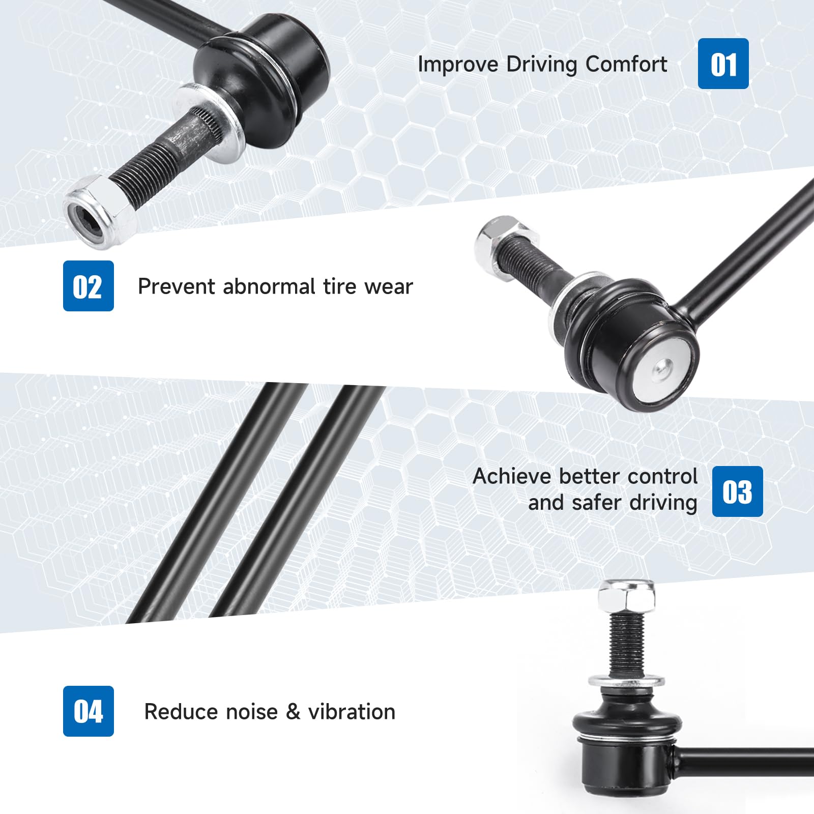 Metrix Premium 4 PCS Front and Rear Stabilizer Bar Link Kit K90677, K90683, K80469 Fits 2003-2009 Lexus GX470, 2007-2014 Toyota FJ Cruiser, 2003-2019 Toyota 4Runner, Link Kits - Canada