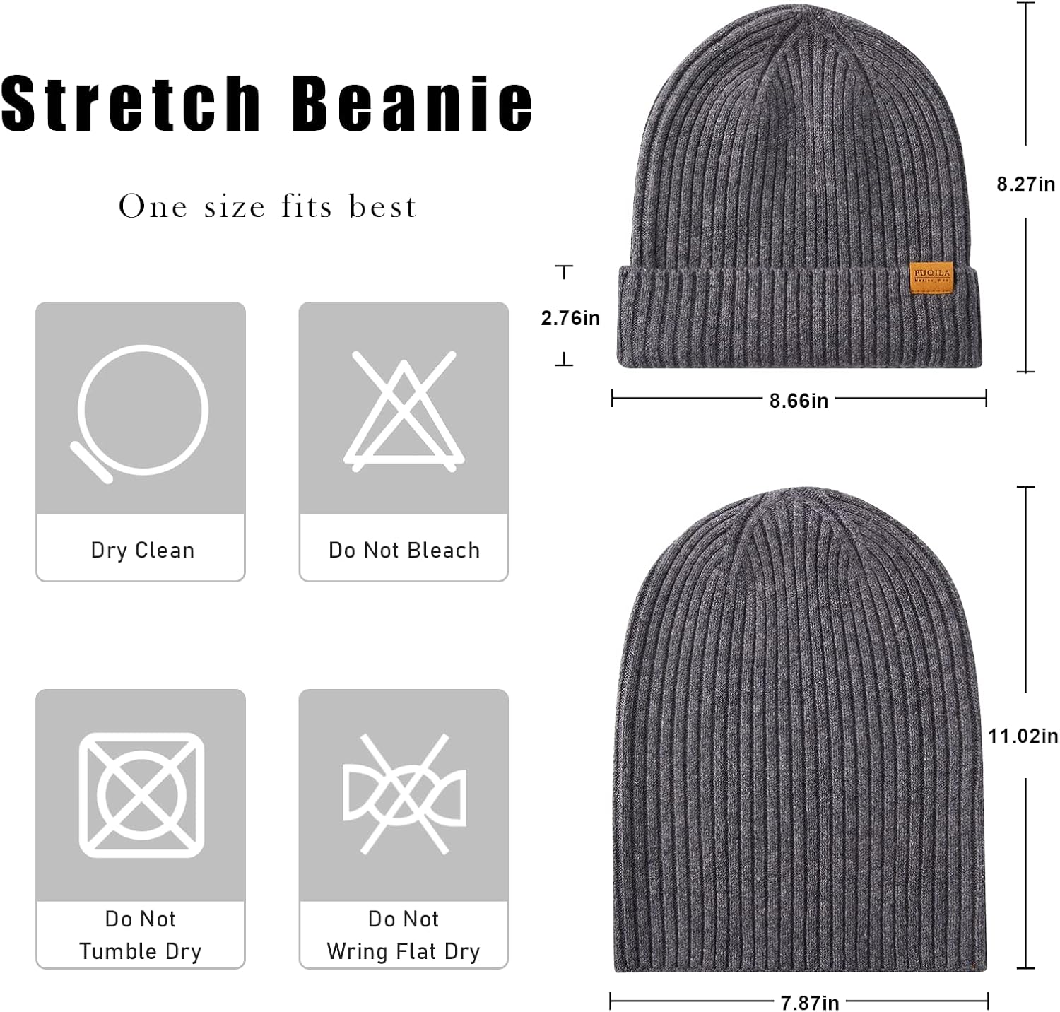 100% Merino Wool Cuff Beanie Hat, Unisex Warm Winter Caps Soft, Breathable & Cozy Stretchy Knitted Cuffed Cap - Image 3