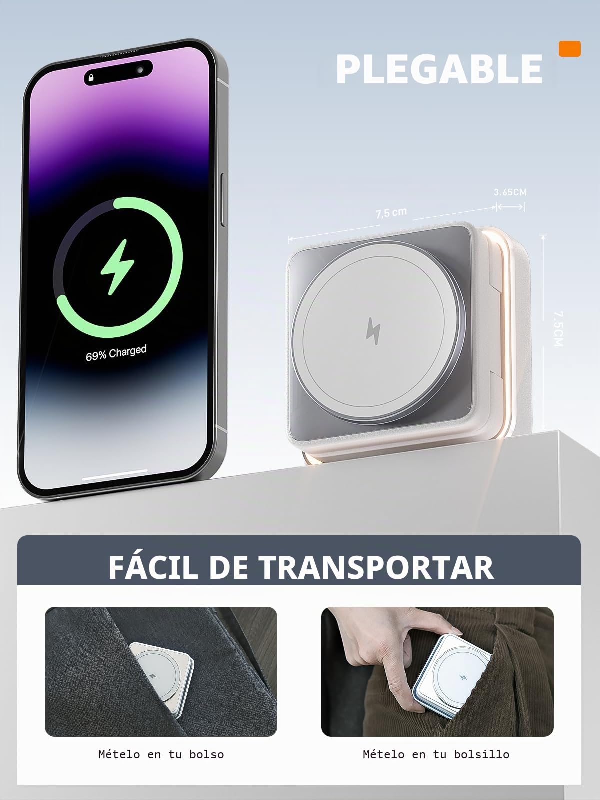 Tigratigro Cargador inalámbrico Plegable 3 en 1, estación de Carga inalámbrica Magsafe para iPhone 16/15/14/13/12 Series, Compatible con Watch 10/9/8/7/6/SE/5/4/3 (Blanco)