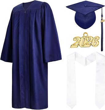JATEBI 2026 Unisex Adult Graduation Cap and Gown Tassel Set for Middle School High School Bachelor