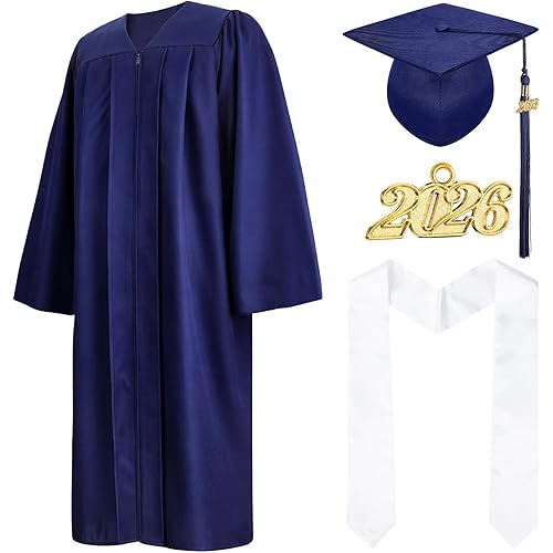 JATEBI 2026 Unisex Adult Graduation Cap and Gown Tassel Set for Middle School High School Bachelor