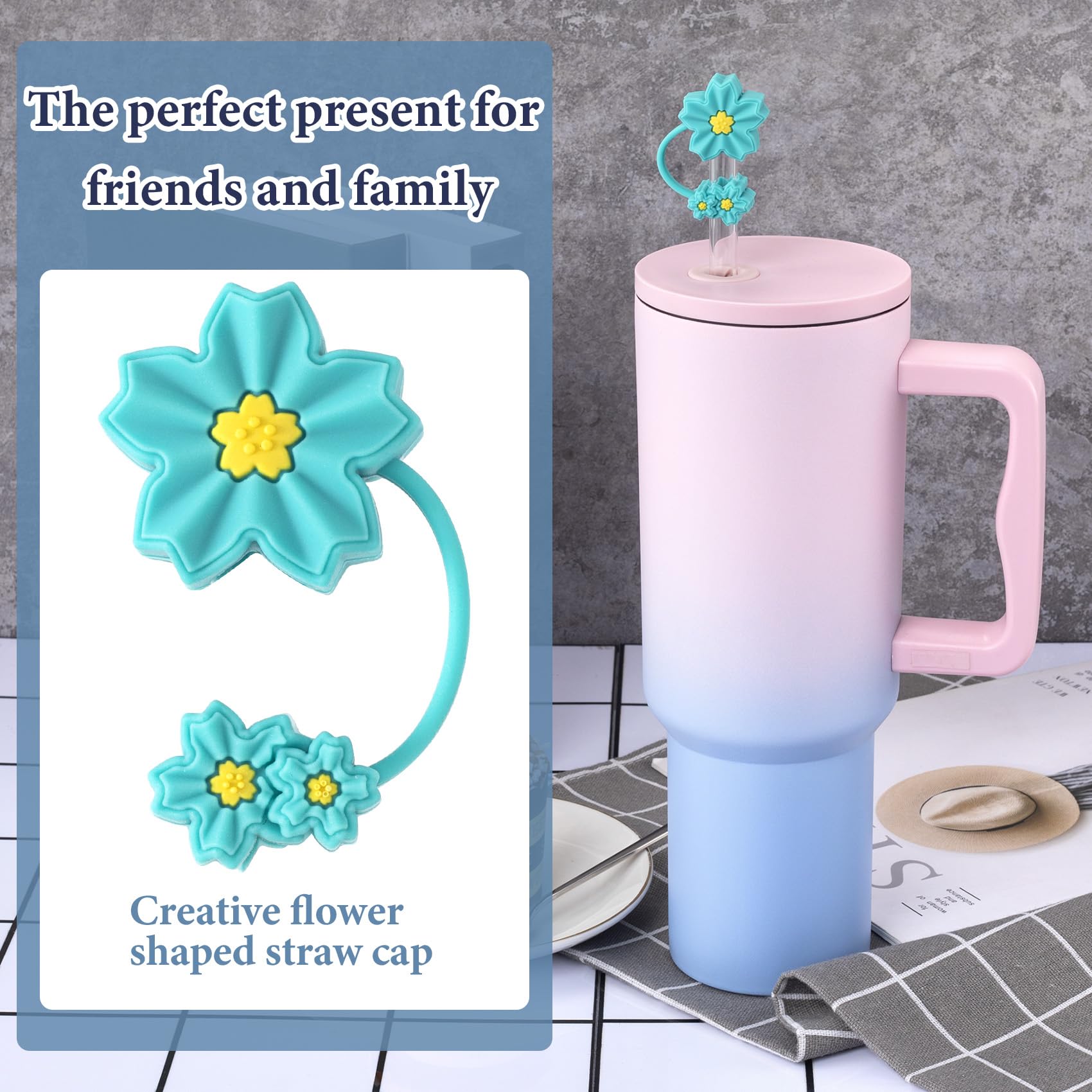 Teal Straw Toppers - Stylish Drinkware Accessories -5 Teal Straw Toppers - Stylish Drinkware Accessories -5