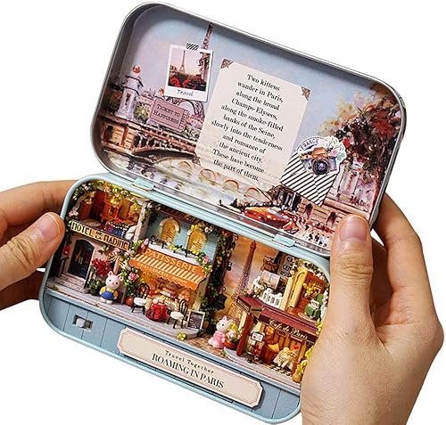 Miniatura 6 de 3 piezas DIY caja de casa de teatro, casa de muñecas en miniatura, caja de lata de escena de juguete, kit de muebles en miniatura, casa de juguetes