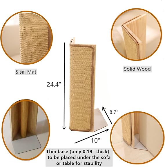 SHENGOCASE 2-Pack 24.5 Tall Sofa Couch Corner Cat Sisal Scratcher, Scratching Post,Scratch Post, Couch Protector, Replaceable Scratch Pad Mat