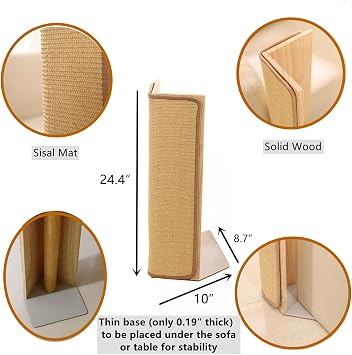 SHENGOCASE 2-Pack 24.5 Tall Sofa Couch Corner Cat Sisal Scratcher, Scratching Post,Scratch Post, Couch Protector, Replaceable Scratch Pad Mat