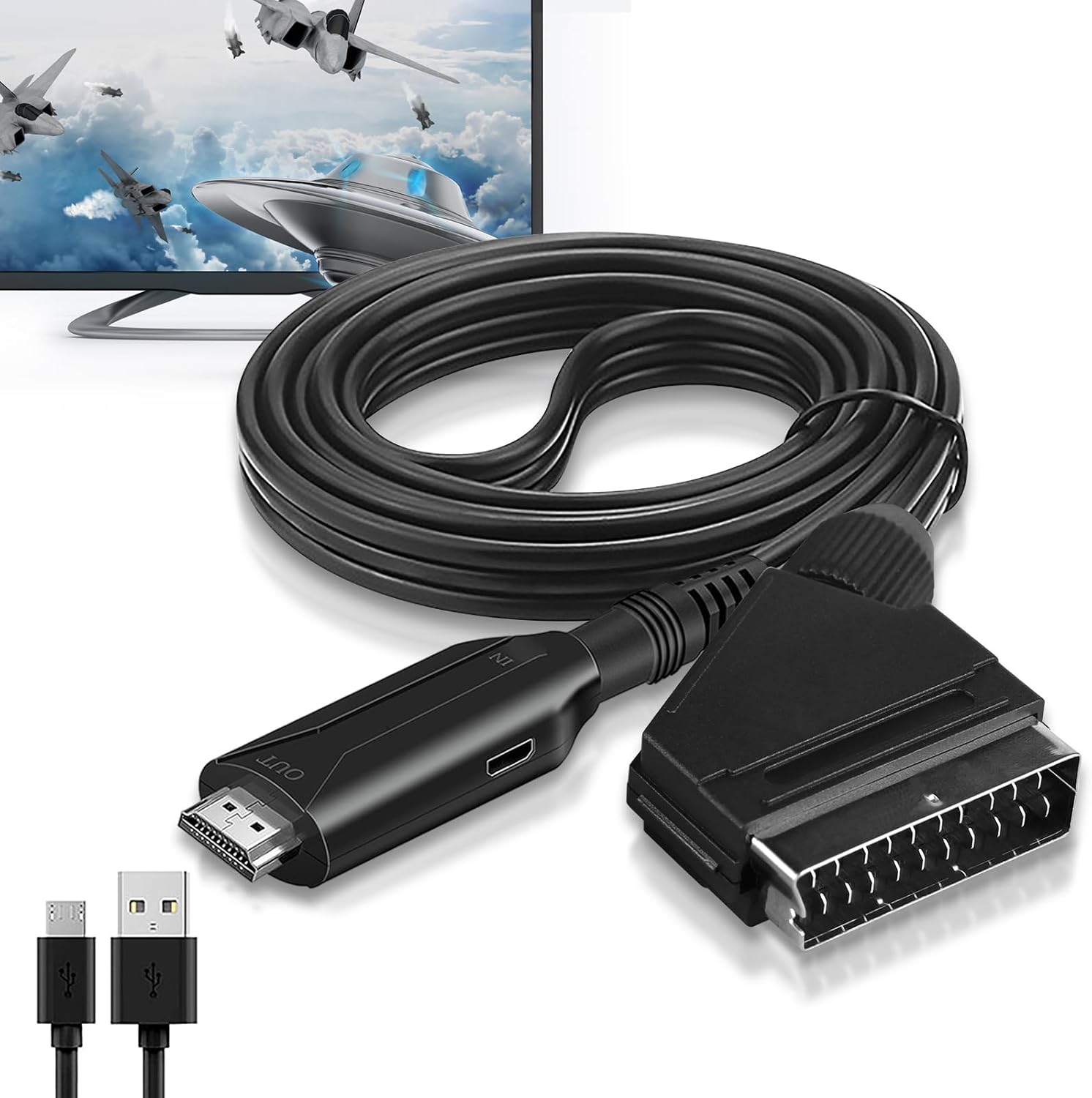 Vegena Scart to HDMI Converter, Scart to HDMI Adapter, All in One SCART