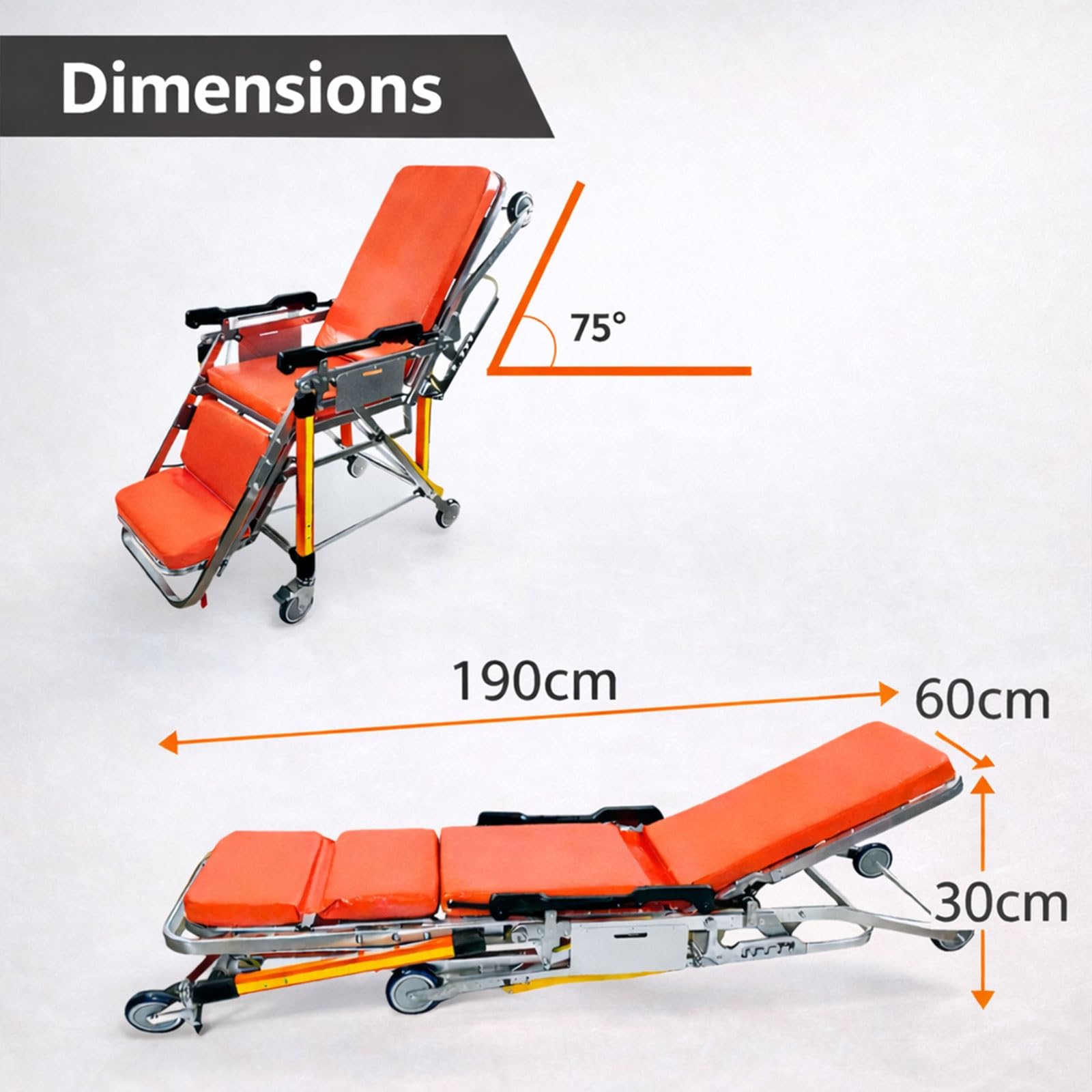 Camilla Plegable Para Ambulancia Camillas De Rescate Con Ruedas Camilla De Primeros Auxilios Emergencia Con Correas Aluminio Resistente Portátil Para Evacuaciones Emergencia