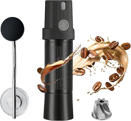 Miniatura 8 de Molinillo de café eléctrico y manual 2 en 1, molinillo de granos de café recargable por USB con rebabas de 1.575 in, molinillo de metal portátil