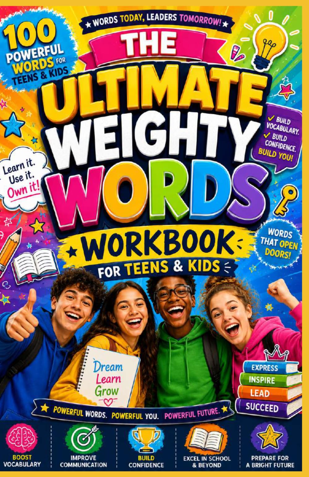THE ULTIMATE WEIGHTY WORDS WORKBOOK FOR TEENS AND KIDS: A Fun Vocabulary Workbook with 100 Powerful Words, Pronunciation Practice, and Confidence-Building Activities from A–Z