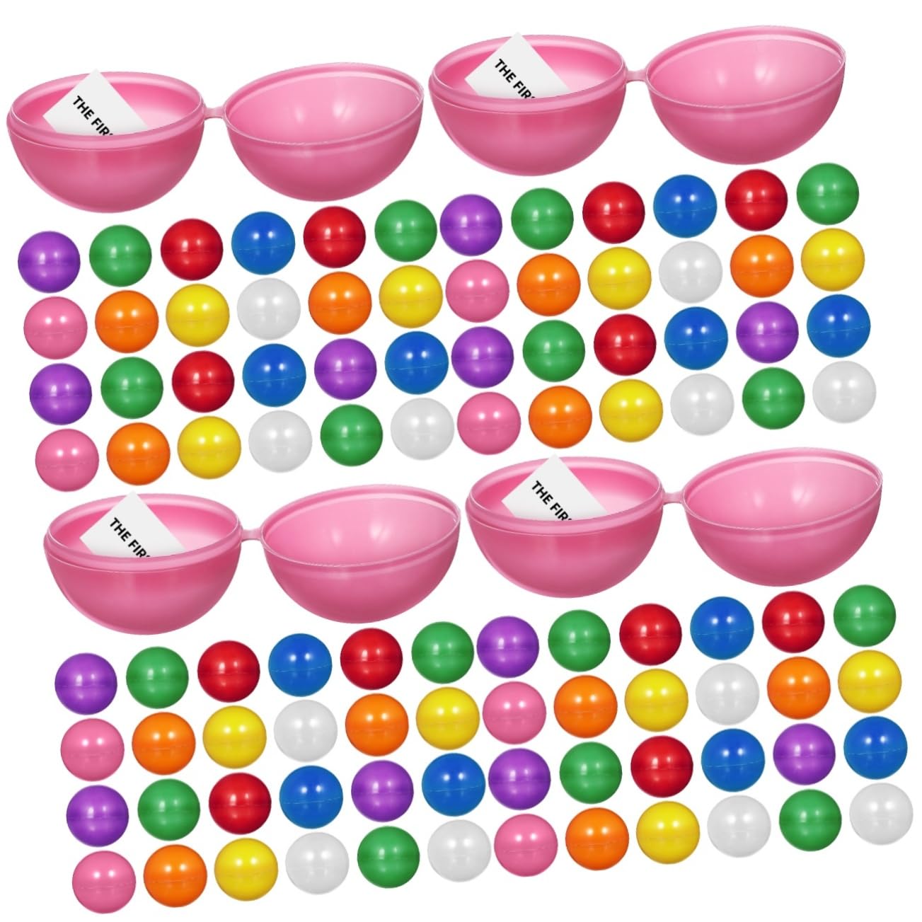 CIYODO 4sets Plastic Hollow Balls for Game Table Pink Activity Party Balls Raffle Drawing Toys 25pcs*4