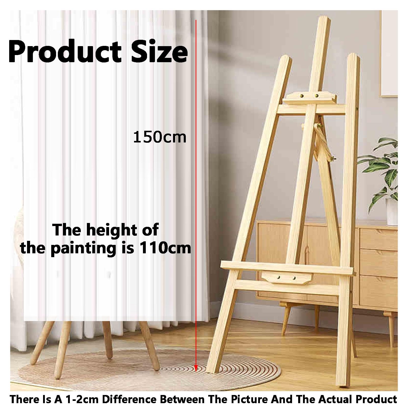 Caballete de exhibición Independiente para Carteles, Caballete de Madera Ajustable, para Dibujar y Hacer bocetos (Blanco, 150 cm)