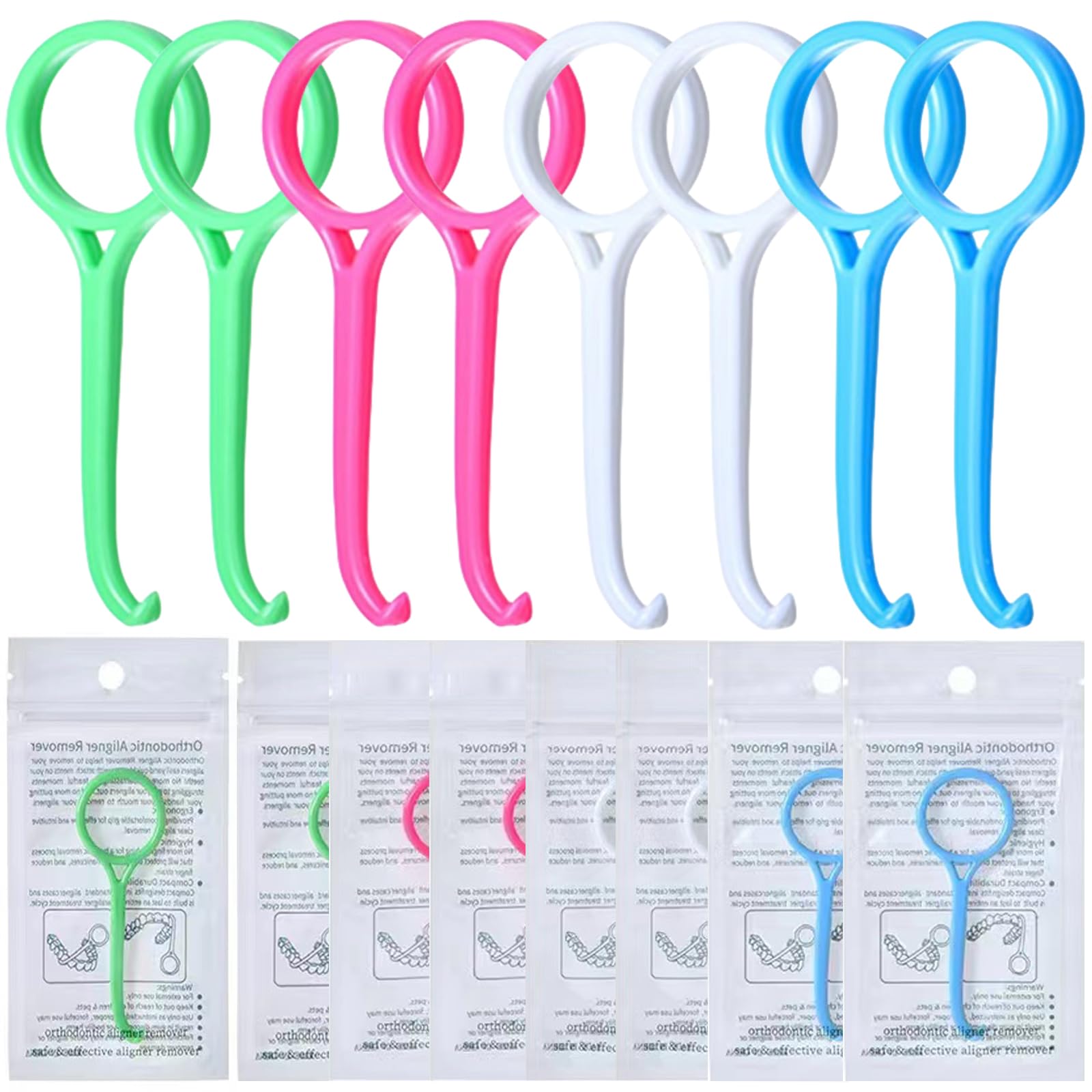 Aligner Removal Tool, Portable Clear Aligner Removal Tool for Invisalign Removable Retainers, Braces, Aligners Remove Hook Pull Tool (8PCS)