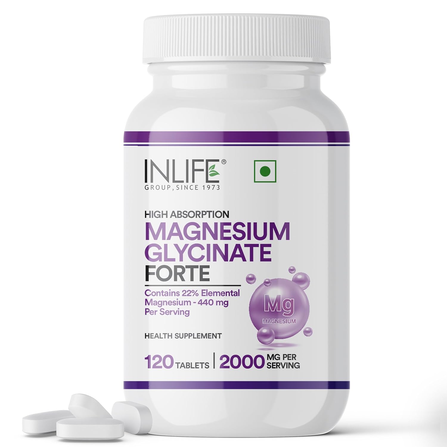 INLIFE Chelated Magnesium Glycinate Supplement 2000mg Per Serving, High