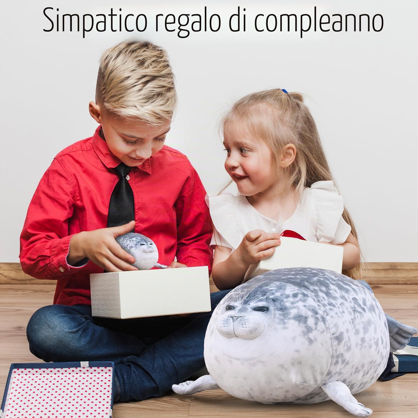SQEQE Cuscino di peluche Chubby Seal con 4 peluche Baby foca nella pancia, giocattolo animale in cotone imbottito per bambini