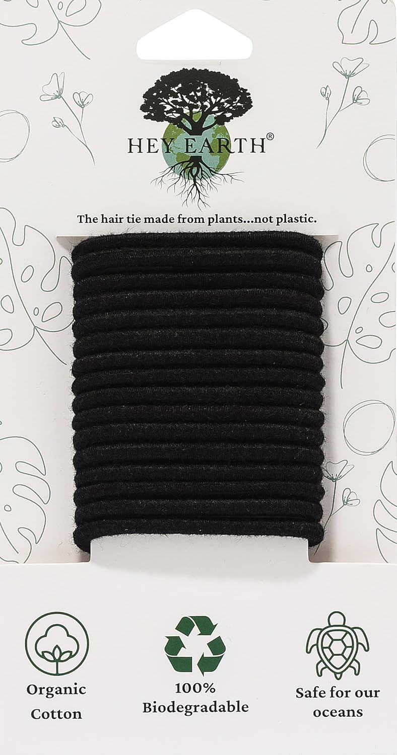Hey Earth®- Kids MINI Biodegradable + Plastic Free + Organic Cotton Hair Ties for Men, Women, and Children - Sustainable Eco-Friendly for ALL Hair Types - Gentle with No Slipping or Snagging