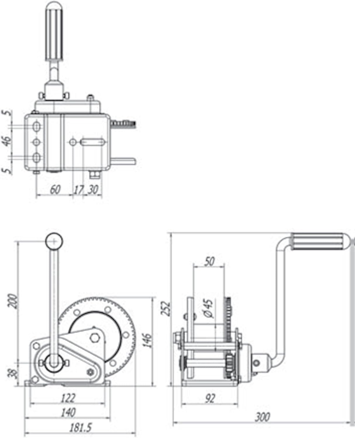 Endurance Marine Hand Winch with Auto Brake - 1000-Lb. Capacity, Model# RBW1000