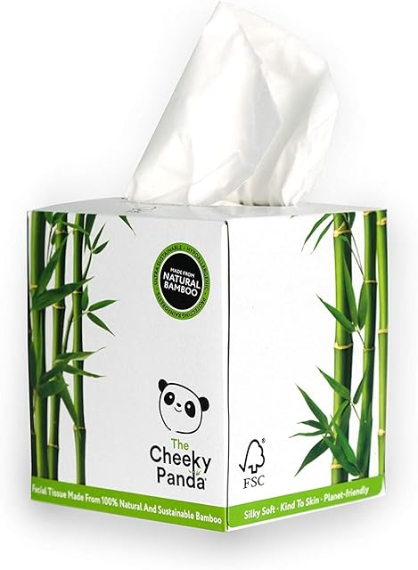 The Cheeky Panda Bamboo Facial Tissues Cube Box | Soft, Strong and Eco-Friendly Tissues | Perfect Table Size Tissue Box | 56 Tissues