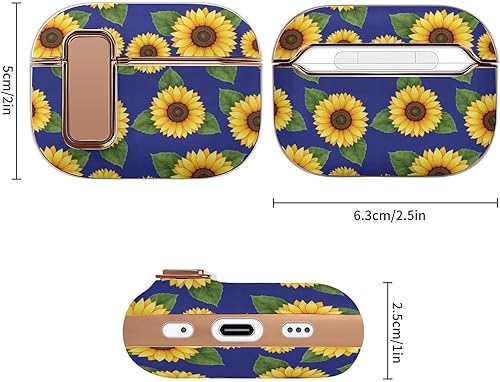 Miniatura 2 de Headphone Cover Compatible with Airpods Pro 2 Case Floral Flowers Sunflower, Plastic, with Lock, Shockproof Protective