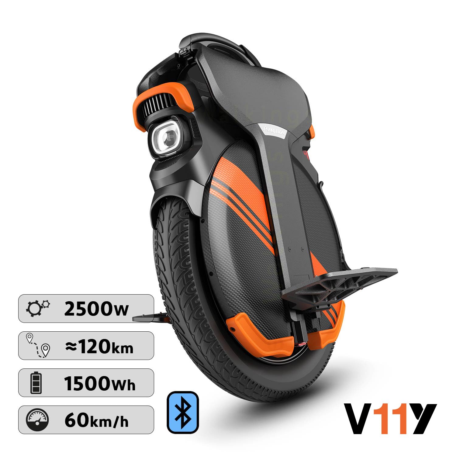 INMOTION Monociclo Electrico V11Y, Adulto, Negro, Motor 2500W, Autonomia de hasta 120km, Velocidad Limitada 25km/h, Neumatico Inflable 18''