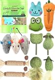 12 Pack Catnip Toys for Cats, Silvervine Sticks, Catnip Balls, Cat Nip Mice, Kicker Toys, Silver Vine Organic Chew Toys, Kitten Teething Toy,Interactive Enrichment (Green)