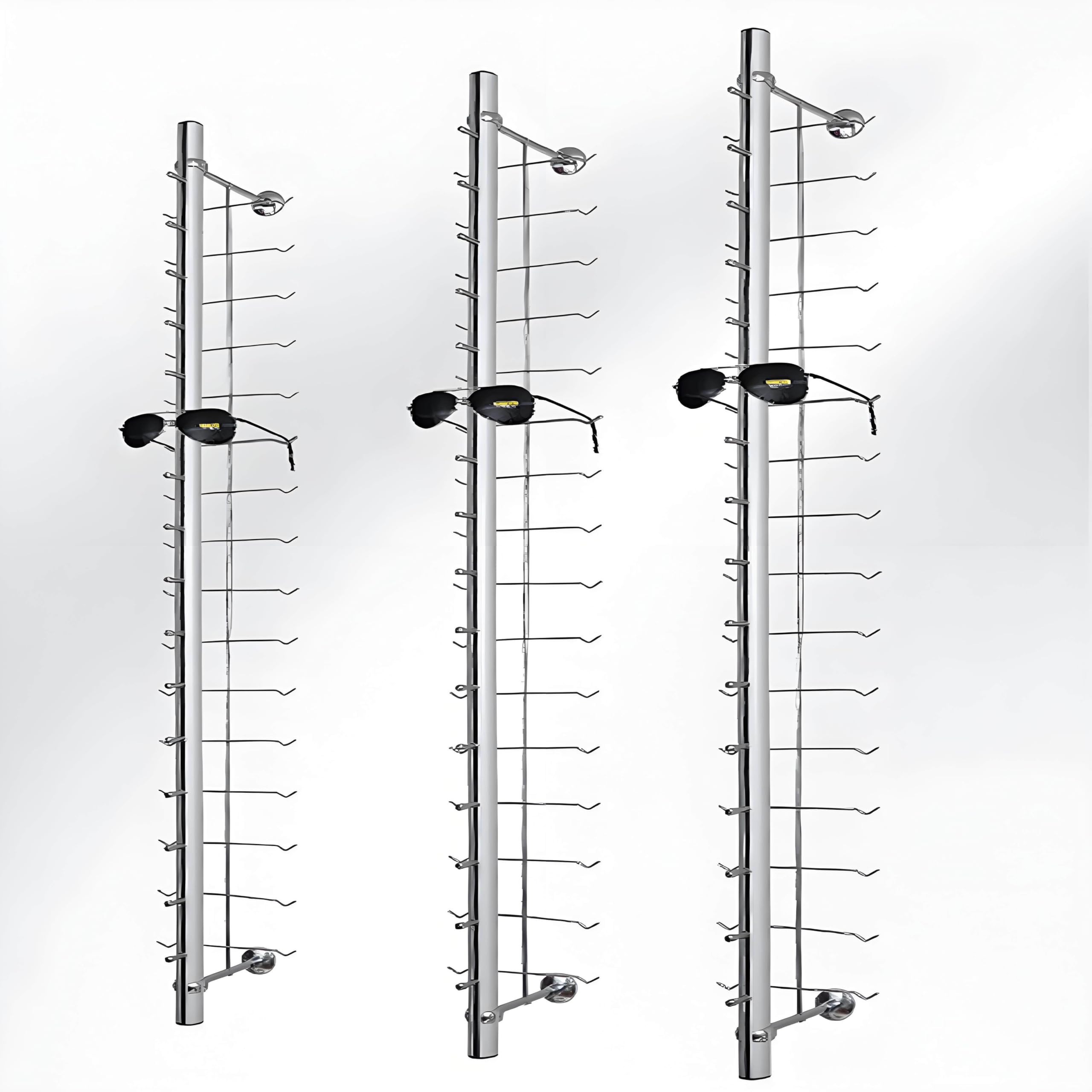 Juego de expositores para gafas y gafas de sol, soporte de pared para tiendas ópticas, centros comerciales y almacenamiento en el hogar con bloqueo seguro