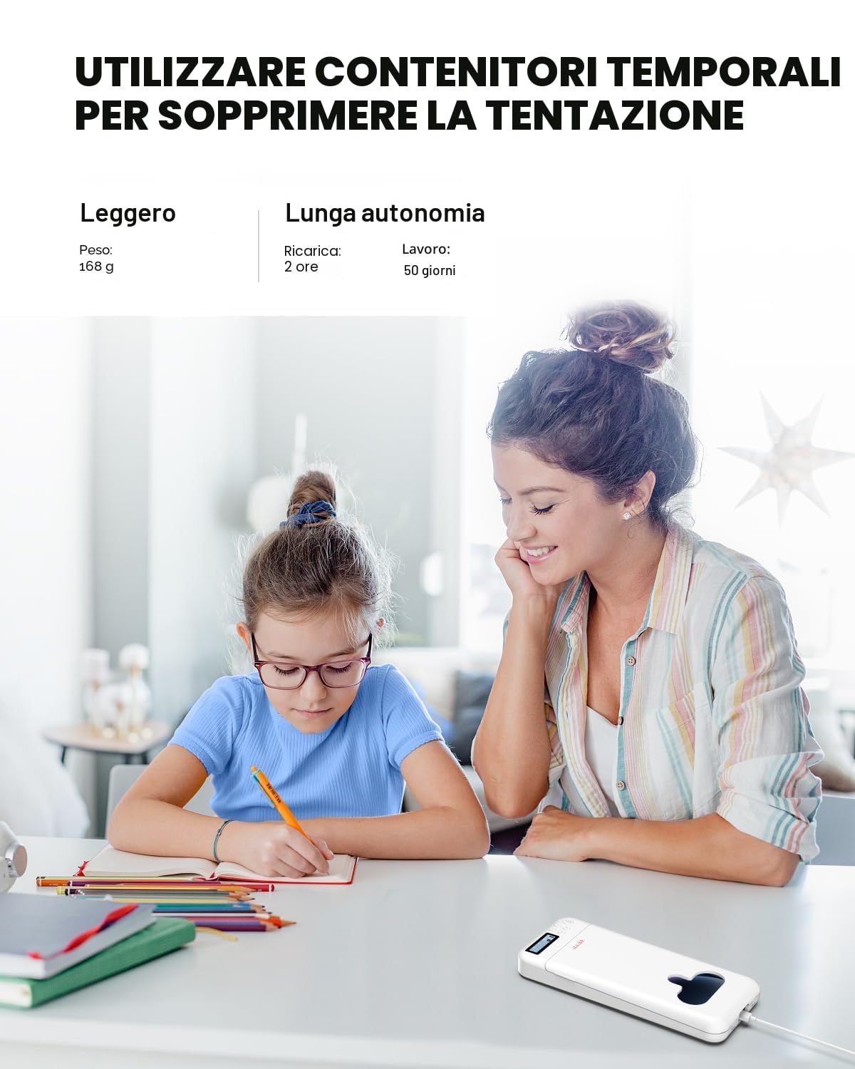 Scatola di blocco del telefono cellulare con timer,scatola timer per iPhone per Android Lock box per telefono cellulare per bambini/studenti/per ottenere più concentrato (bianco)