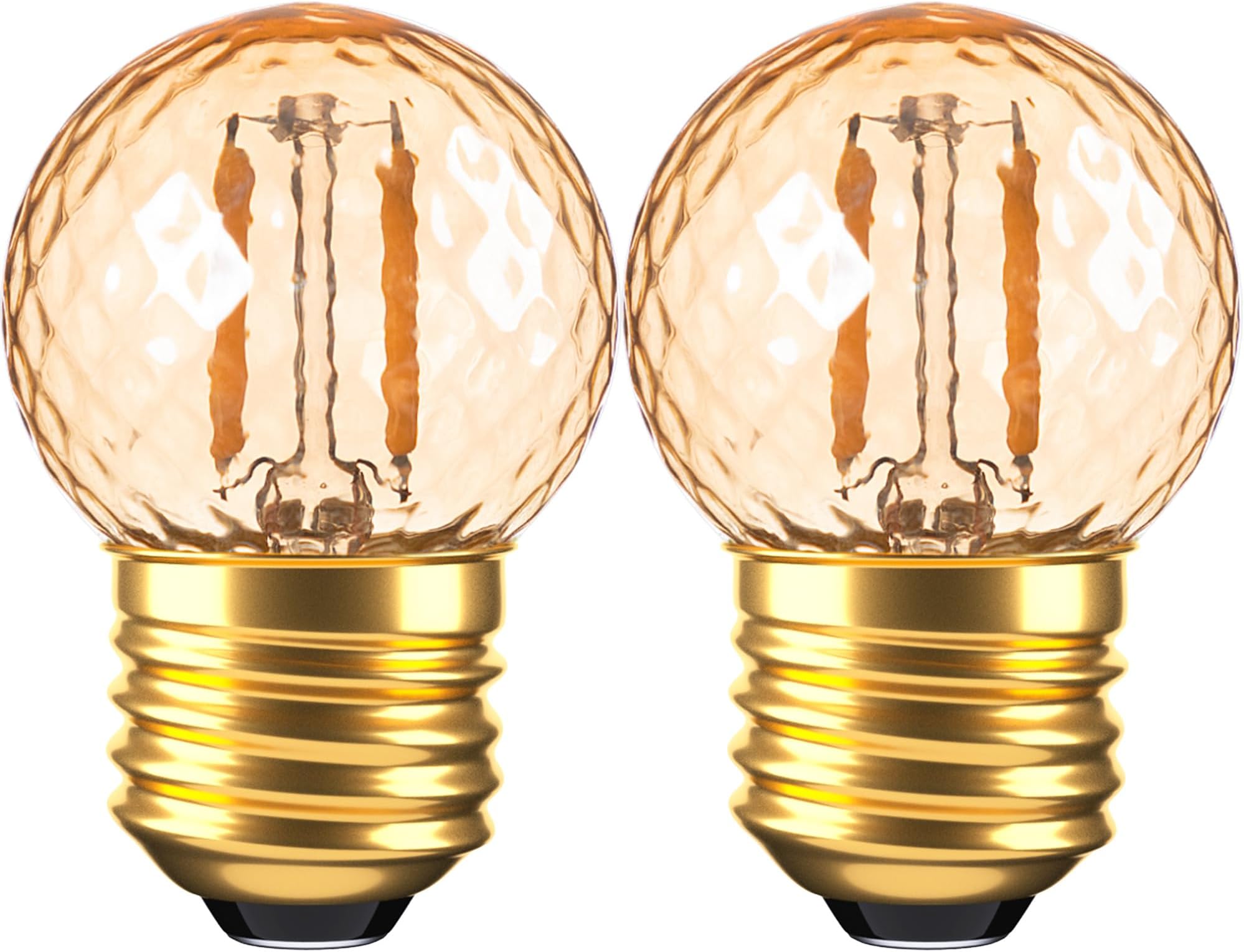 Low watt LED Light Bulbs,E26 Standard Screw Base 1Watt Small Edison Bulbs Equivalent to 10W 15W Incandescent,Amber Decor Night Light Bulbs,2200K Warm White Pineapple Shaped Bulbs,80Lumen,2pcs