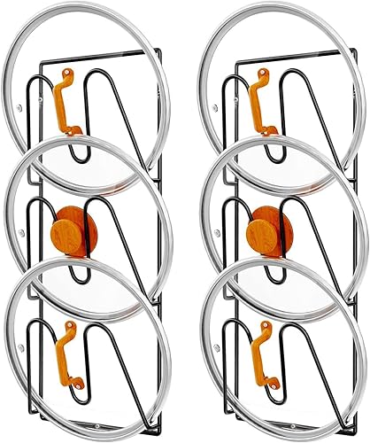 Estante organizador de tapa de olla, soporte de tapas de olla de 6 niveles para puerta de gabinetepared, adhesivo sin perforaciones, montaje en