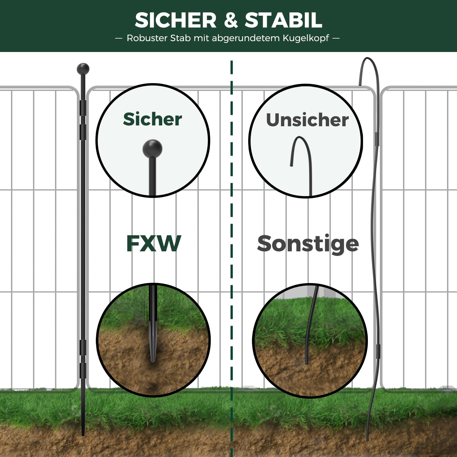 fxw Welpenauslauf für Hof, Wohnmobil-Camping, 80cm 8 Paneele für Kleine und Mittlere Hunde│Patentiert
