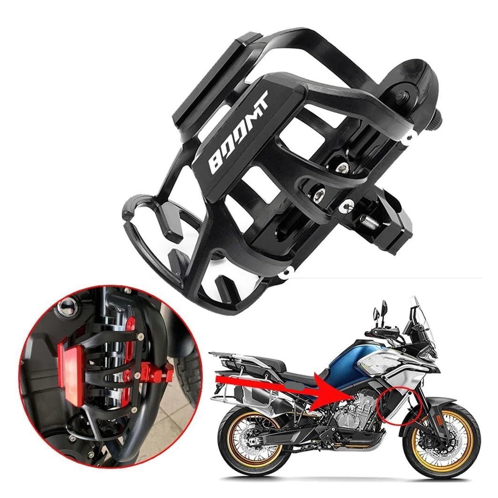 Portaborraccia per Moto Per CFMOTO 800MT 800 MT MT800 2021-2022 2023 Universale Moto Bevanda Bottiglia Di Acqua Gabbia Drink Cup Holder Sdand Montaggio(7)