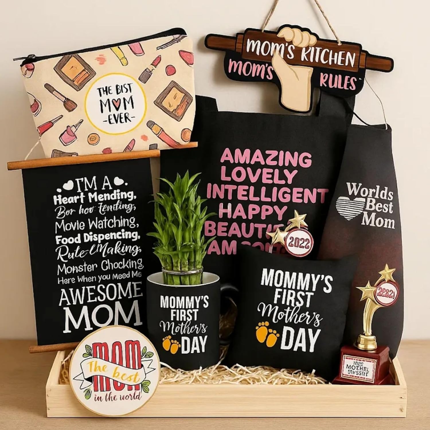 theyayacafe® 1st mother's day gift hamper for new mom| best gift for mother’s day | gift set for new mothers, wife, sister or daughter (set of 19 gifts)