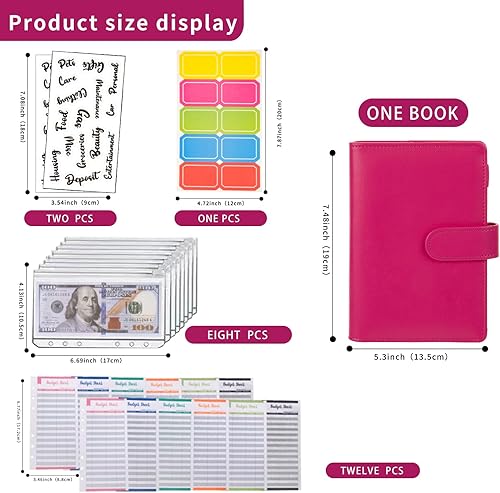 Miniatura 2 de NICOOTH Carpeta de presupuesto, sobres de efectivo para presupuestos, organizador de dinero para dinero en efectivo, sobres de cuero A6 carpeta de