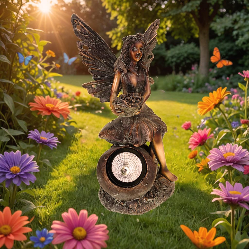 Kremers Schatzkiste Edle Elfe mit Solar Blumenschale Figur Gartenfigur 30 cm Fee Fairy