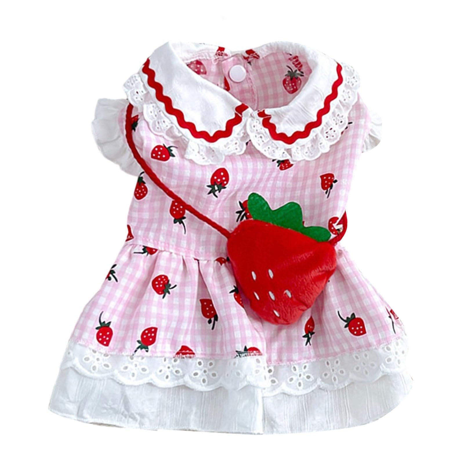 GKYQVE Comfortable Strawberry Pattern Pet Dress Lovely Dog Outfit Fashion Pet for Walking Parties and Photo Softable Cotton Blend Dog