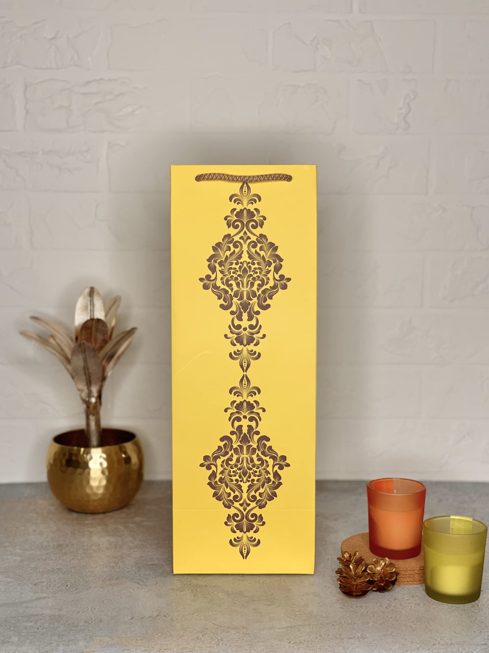 Dovetail Wine & Bottle Gifting Paper Carry Bags, In Elegant & Attractive Designs, Gifting For All Occasions, Parties - Diwali, Christmas, Anniversaries. House Warming, Size 14X5 Inchs, 250 GSM Art Card, 2 Bags Each of 6 Designs