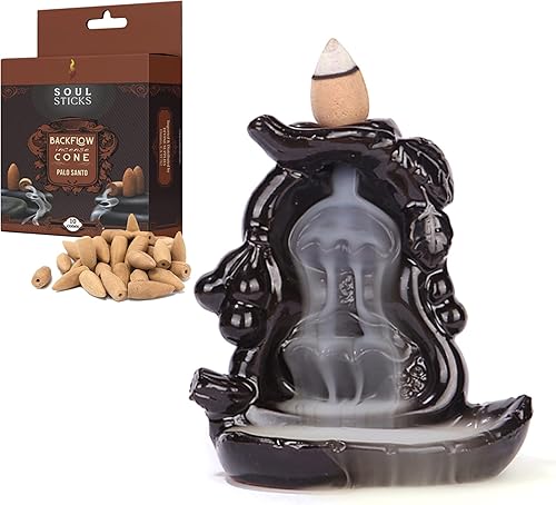 Miniatura 10 de SOUL STICKS Soporte de incienso de reflujo fuente de cascada para el hogar, oficina, yoga, decoración de habitación y aromaterapia con 1 paquete