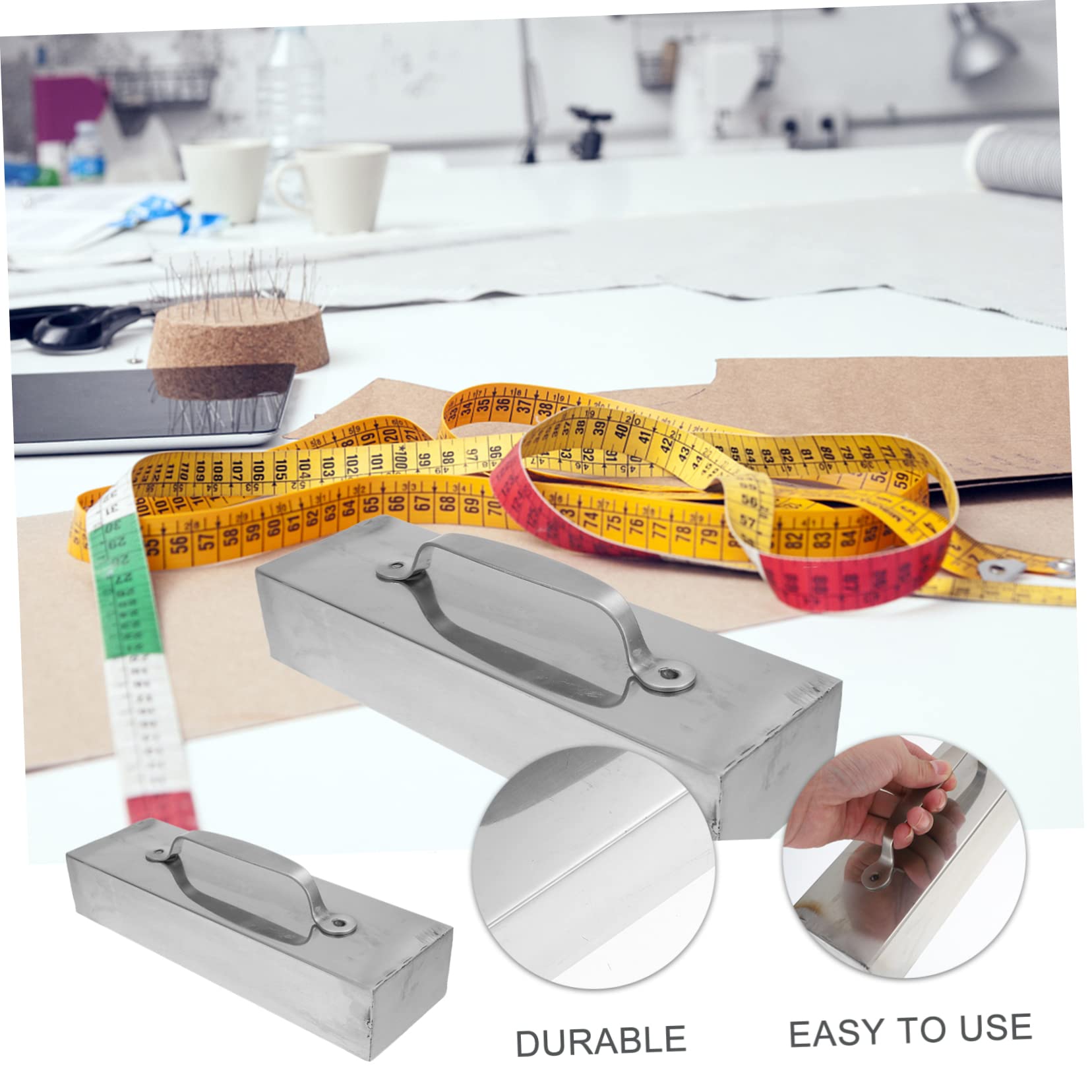 Herramienta de Costura para Fijar Tela Bloque de Acero Inoxidable, Bordes Redondeados, Fácil Limpieza para Corte y DIY